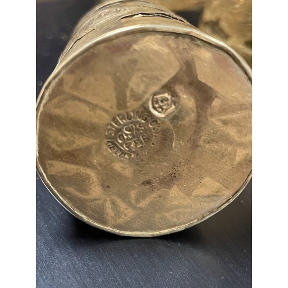 Mexican Sterling Silver Overlay Salt & Pepper Shaker Set, Mid-Century NOS - Picture 7 of 9